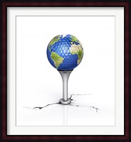 Golf Ball with the Texture of Planet Earth Placed on a Tee Fine Art Print
