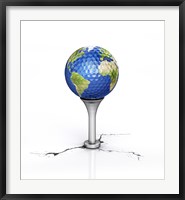 Golf Ball with the Texture of Planet Earth Placed on a Tee Fine Art Print