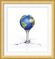 Golf Ball with the Texture of Planet Earth Placed on a Tee Fine Art Print