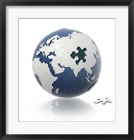 Earth Globe with Puzzle Pattern and one Piece on the Floor Fine Art Print