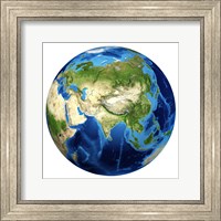 3D rendering of Planet Earth with Clouds, Centered on Asia Fine Art Print
