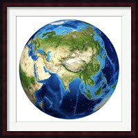3D rendering of Planet Earth with Clouds, Centered on Asia Fine Art Print