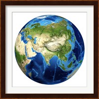 3D rendering of Planet Earth with Clouds, Centered on Asia Fine Art Print