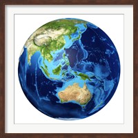 3D Rendering of planet Earth with Clouds, Oceania View Fine Art Print