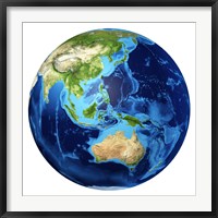 3D Rendering of planet Earth with Clouds, Oceania View Fine Art Print