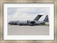 C-130J Super Hercules with a C-17 Globemaster Fine Art Print