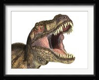 Close-up of Tyrannosaurus Rex dinosaur with Mouth Open Framed Print