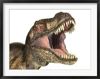 Close-up of Tyrannosaurus Rex dinosaur with Mouth Open Framed Print