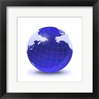Stylized Earth Globe with Grid, Centered on Pacific Ocean Fine Art Print