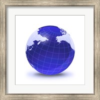 Stylized Earth Globe with Grid, Centered on Pacific Ocean Fine Art Print