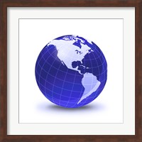 Stylized Earth Globe with Grid, Showing North America and South America Fine Art Print