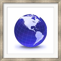 Stylized Earth Globe with Grid, Showing North America and South America Fine Art Print