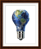 Light bulb with planet Earth inside glass, Americas view Fine Art Print