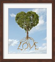 Tree with Foliage in the Shape of a Heart with Roots as Text Love Fine Art Print
