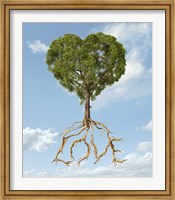 Tree with Foliage in the Shape of a Heart with Roots as Text Love Fine Art Print