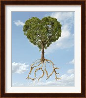 Tree with Foliage in the Shape of a Heart with Roots as Text Love Fine Art Print