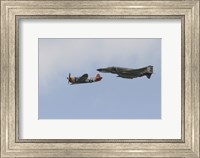 A P-47 Thunderbolt and an F-4 Phantom in Flight Fine Art Print