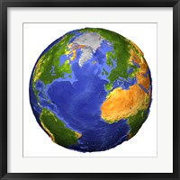 Full view of the Earth Showing Topographic Data Fine Art Print