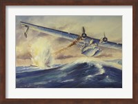 A Damaged PBY Catalina Aircraft after the Attack and Sinking of a German U-boat Fine Art Print