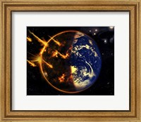 A Swarm of Deadly Meteorites Impact Earth on Armageddon Day Fine Art Print