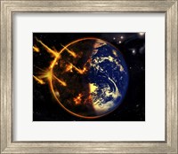 A Swarm of Deadly Meteorites Impact Earth on Armageddon Day Fine Art Print