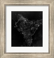 Satellite View of City, Village, and Highway Lights in India Fine Art Print