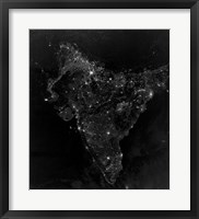 Satellite View of City, Village, and Highway Lights in India Fine Art Print