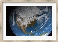 Ful Earth Showing Simulated Clouds over North America Fine Art Print