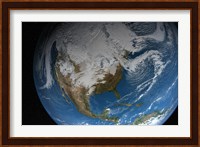 Ful Earth Showing Simulated Clouds over North America Fine Art Print