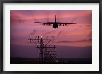 A C-130J Super Hercules landing at Ramstein Air Base, Germany Fine Art Print