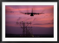A C-130J Super Hercules landing at Ramstein Air Base, Germany Fine Art Print
