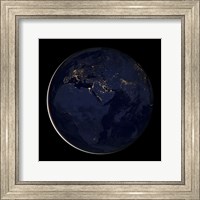 Full Earth Showing City Lights of Africa, Europe, and the Middle East Fine Art Print