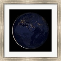 Full Earth Showing City Lights of Africa, Europe, and the Middle East Fine Art Print