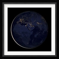 Full Earth Showing City Lights of Africa, Europe, and the Middle East Fine Art Print