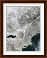 Satellite View of a Large Nor'easter Snow Storm over United States Fine Art Print
