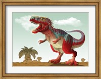 Colorful Illustration of an Angry Tyrannosaurus Rex Fine Art Print
