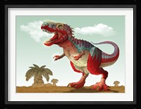Colorful Illustration of an Angry Tyrannosaurus Rex Fine Art Print