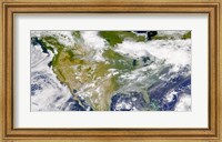 Satellite view of North America with Smoke Visible in Several Locations Fine Art Print