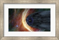 NASA's Two Voyager Spacecraft Exploring a Turbulent Region of Space Fine Art Print