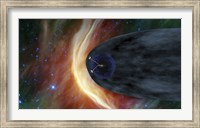 NASA's Two Voyager Spacecraft Exploring a Turbulent Region of Space Fine Art Print