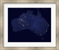 Satellite View Showing the Night Lights of Australia Fine Art Print