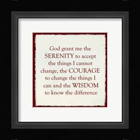 Serenity Prayer - Red Border Framed Print