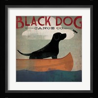 Black Dog Canoe Framed Print