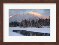 View of Mt Edith and Sawback Range with Reflection in Spray River, Banff, Canada Fine Art Print