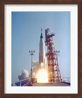 Mercury-Atlas 9 lifts off from its Launch Pad at Cape Canaveral, Florida Fine Art Print