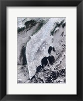 Satellite view of Kamchatka Peninsula, Eastern Russia Fine Art Print