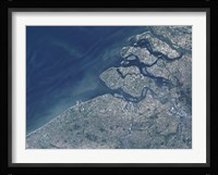 Satellite view of the Belgium Coastline Fine Art Print