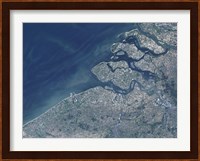 Satellite view of the Belgium Coastline Fine Art Print