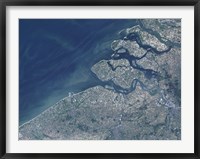 Satellite view of the Belgium Coastline Fine Art Print
