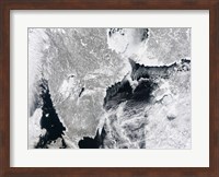 Sea ice lines the Coasts of Sweden and Finland in this Satellite View Fine Art Print